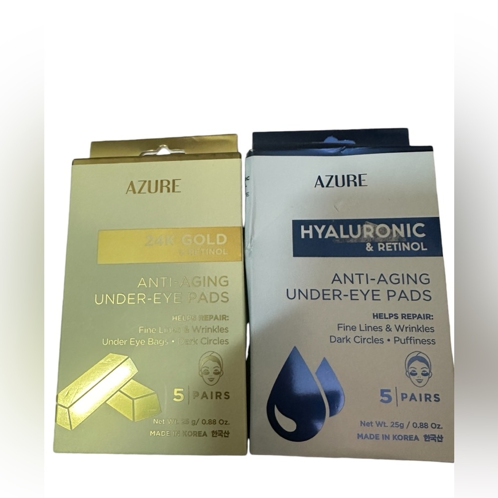 Lot 2 AZURE 24k Retinol & Hyaluronic Anti Aging Under Eye Pads 10 pairs NIB